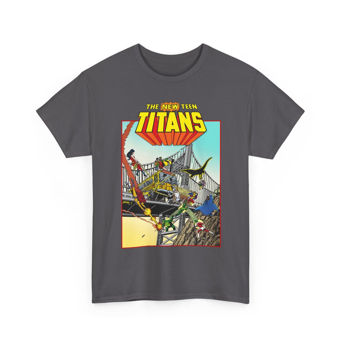 New Teen Titans T-Shirt - George Perez Promo Art - Wonder Girl, Cyborg, Raven, Starfire, Robin, Kid Flash, Changeling - DC Comics