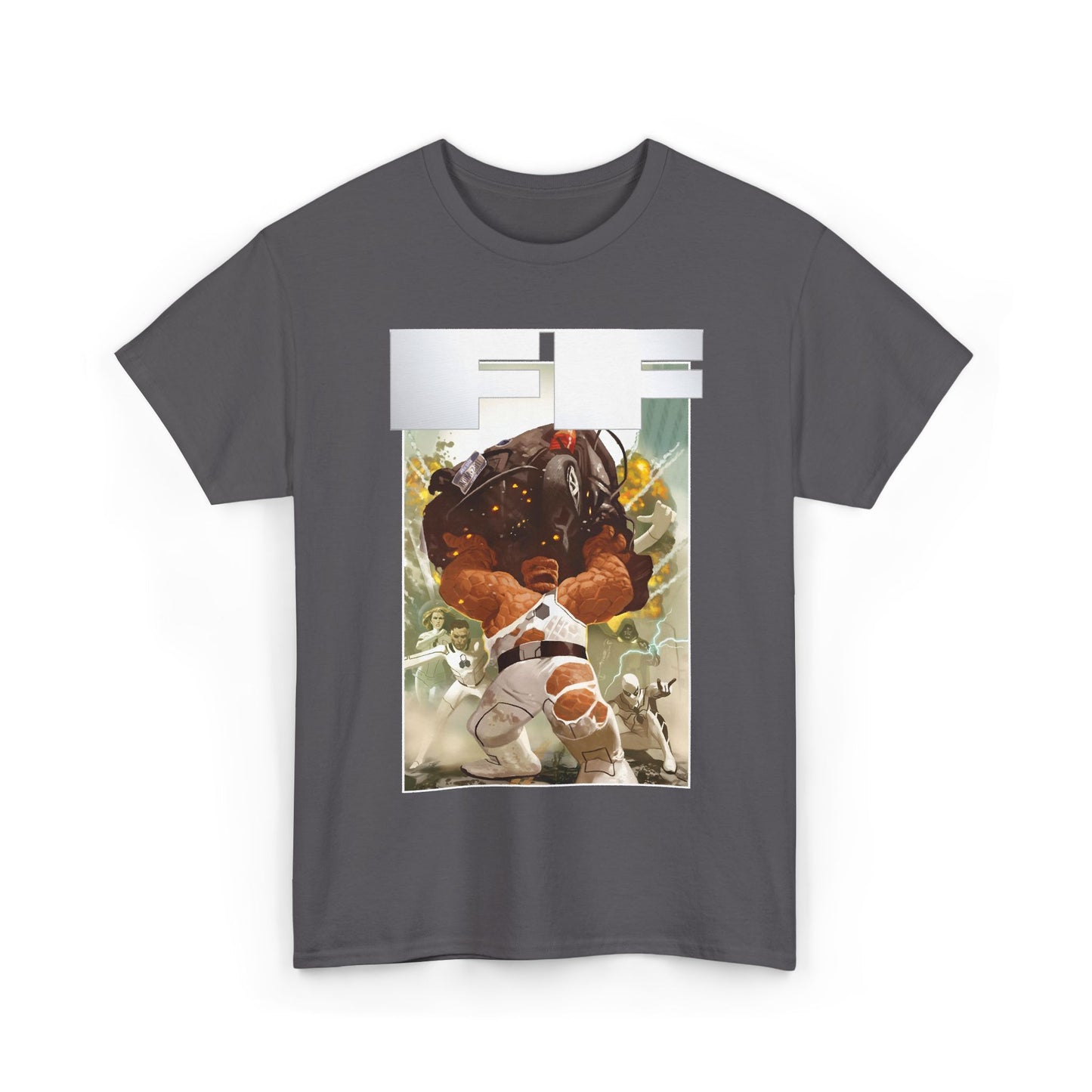 FF T-Shirt - Daniel Acuna Art - Fantastic Four - Mr. Fantastic, Invisible Woman, Thing, Spider-Man - Marvel Comics