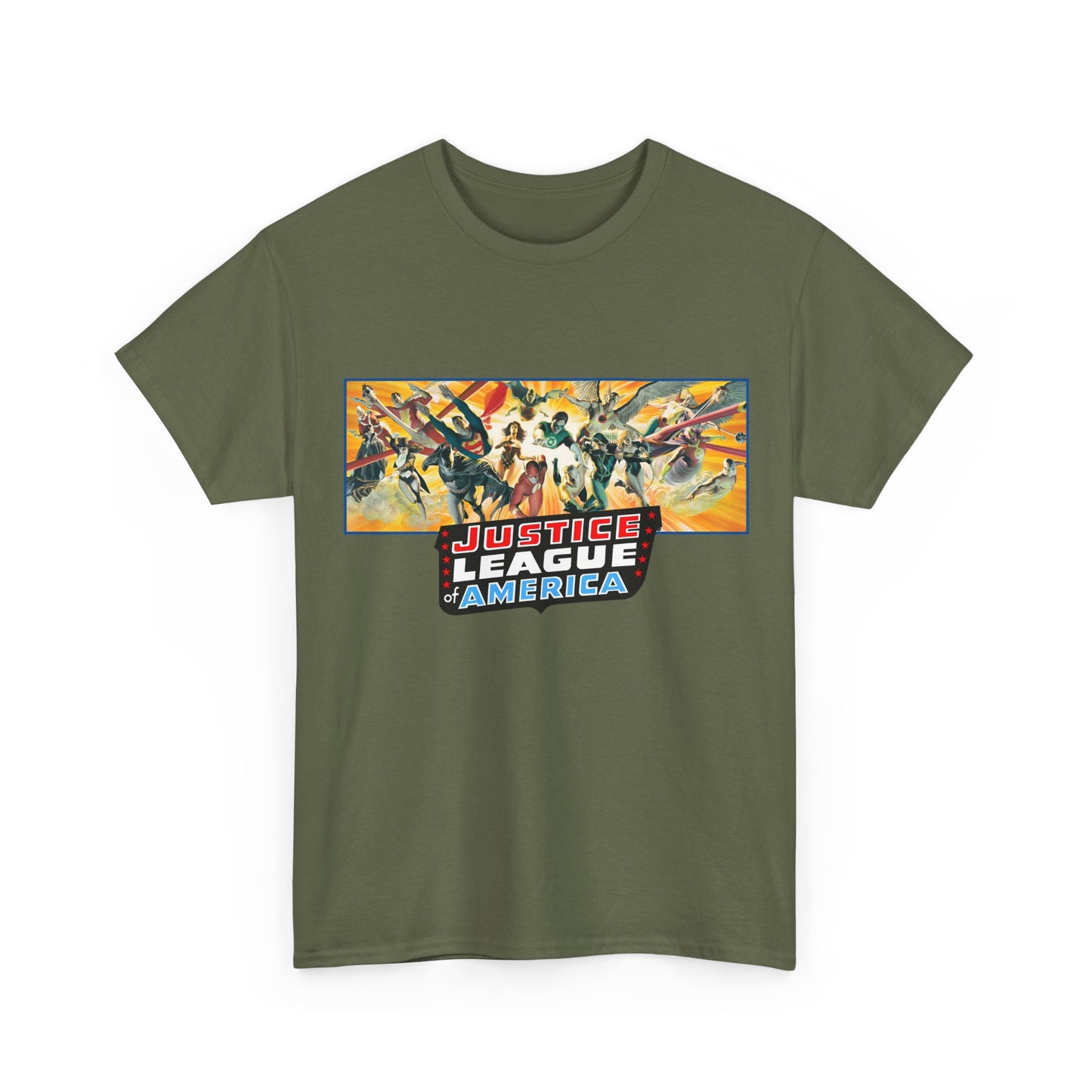 Justice League T-Shirt - Alex Ross Art - Superman, Batman, Wonder Woman, Black Canary, Hawkman, Green Lantern, Adam Strange, Plastic Man, Zatanna - DC Comics