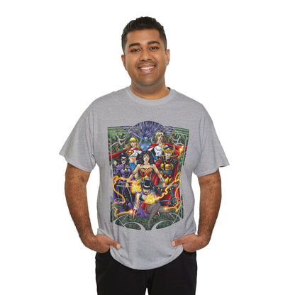 Justice League of Amazons T-Shirt - George Perez Art - Wonder Woman, Zatanna, Supergirl, Power Girl, Huntress, Big Barda - JLA - DC Comics