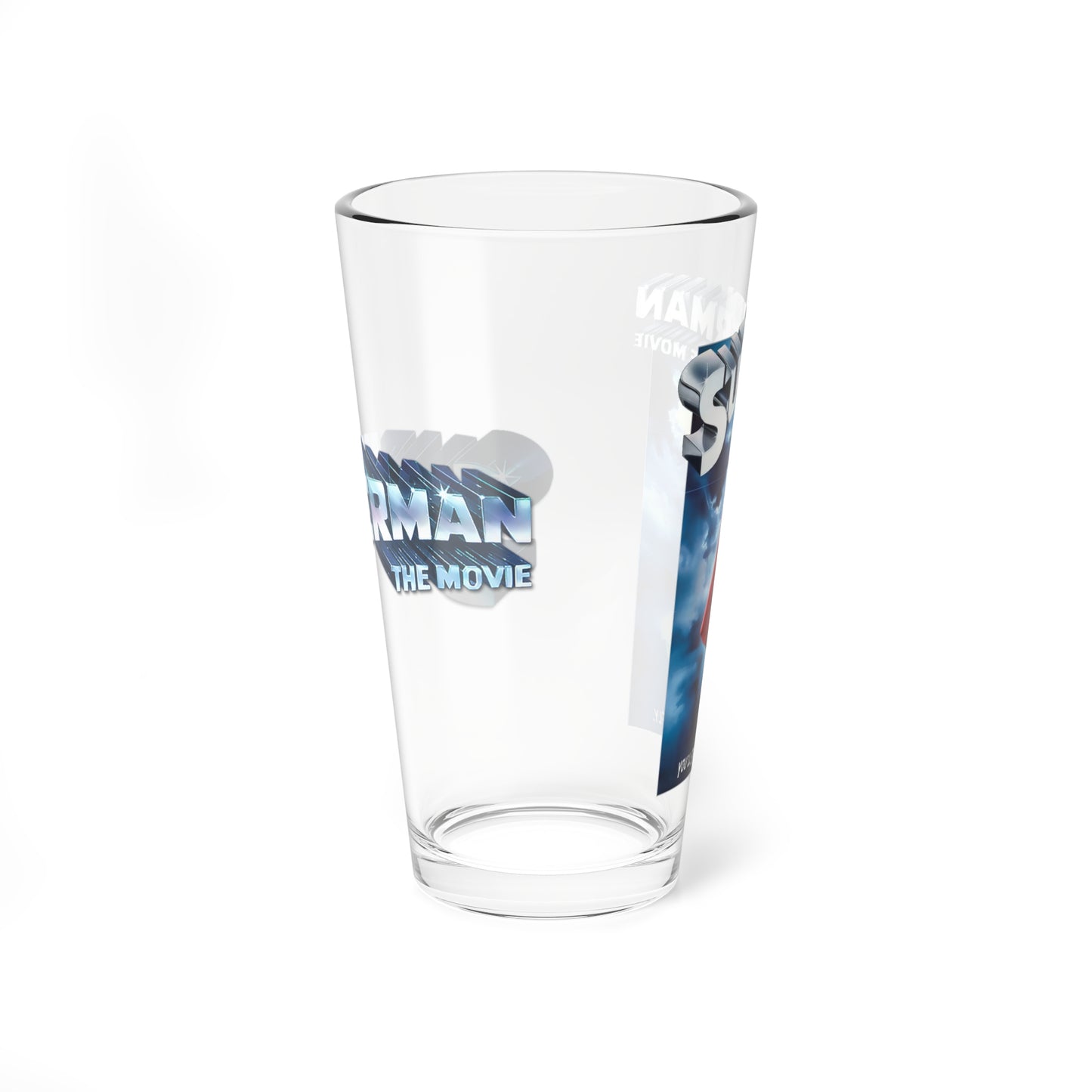 Superman The Movie Pint Glass, 16oz - Christopher Reeve Classic 1978 Movie - DC Comics - You Will Believe A Man Can Fly