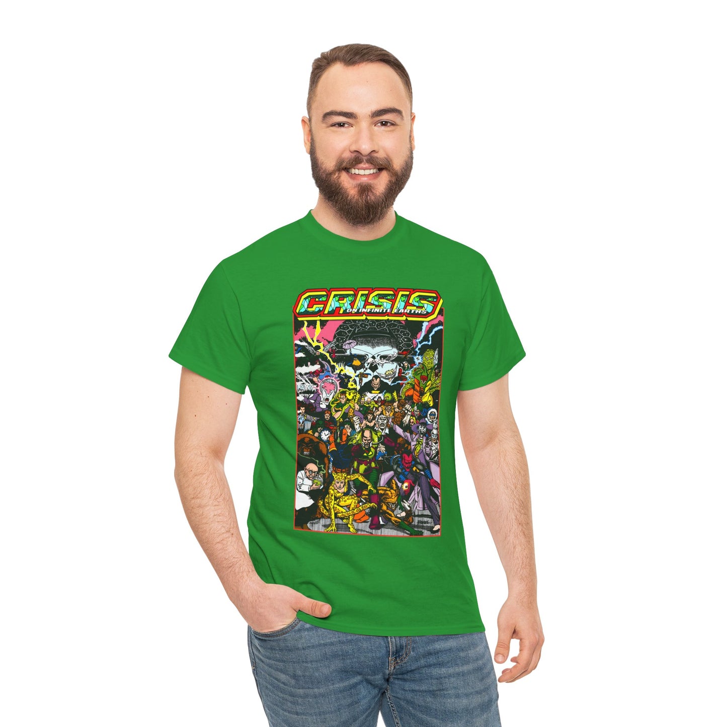 Crisis on Infinite Earths T-Shirt - DC Comics - George Perez Art - Joker, Lex Luthor, Cheetah, Solomon Grundy, Black Adam, Deathstroke, Validus - #9 Cover - DC Comics