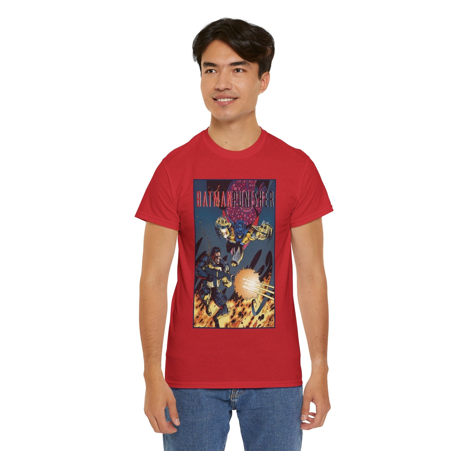 Batman/Punisher T-Shirt - Barry Kitson Art - Lake of Fire, AzBats - DC Comics/Marvel Comics