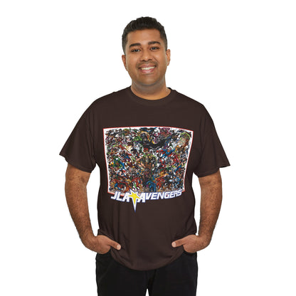 JLA Vs Avengers T-Shirt - Stunning, Classic George Perez Art - DC & Marvel 200s Crossover - Superman, Thor, Wonder Woman, Captain America, Flash, Black Panther, Iron Man, Batman