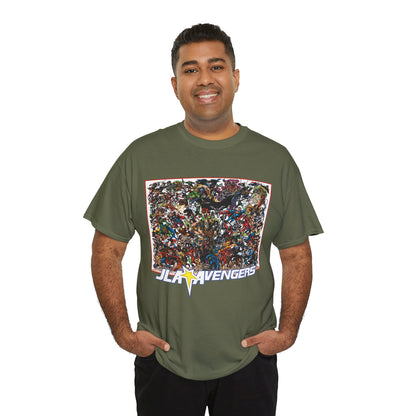 JLA Vs Avengers T-Shirt - Stunning, Classic George Perez Art - DC & Marvel 200s Crossover - Superman, Thor, Wonder Woman, Captain America, Flash, Black Panther, Iron Man, Batman