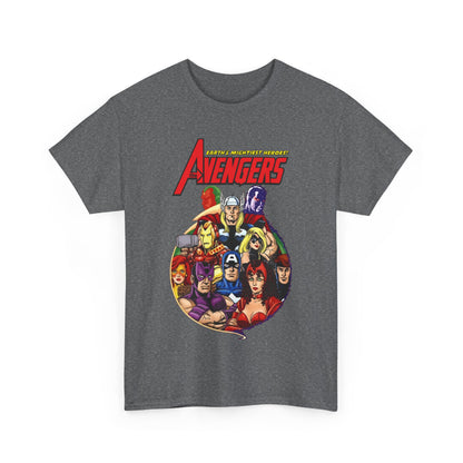 Avengers T-Shirt - George Perez Art - Captain America, Vision, Wonder Man, Iron Man, Thor, Hawkeye, Scarlet Witch - Popular Marvel Comics Characters