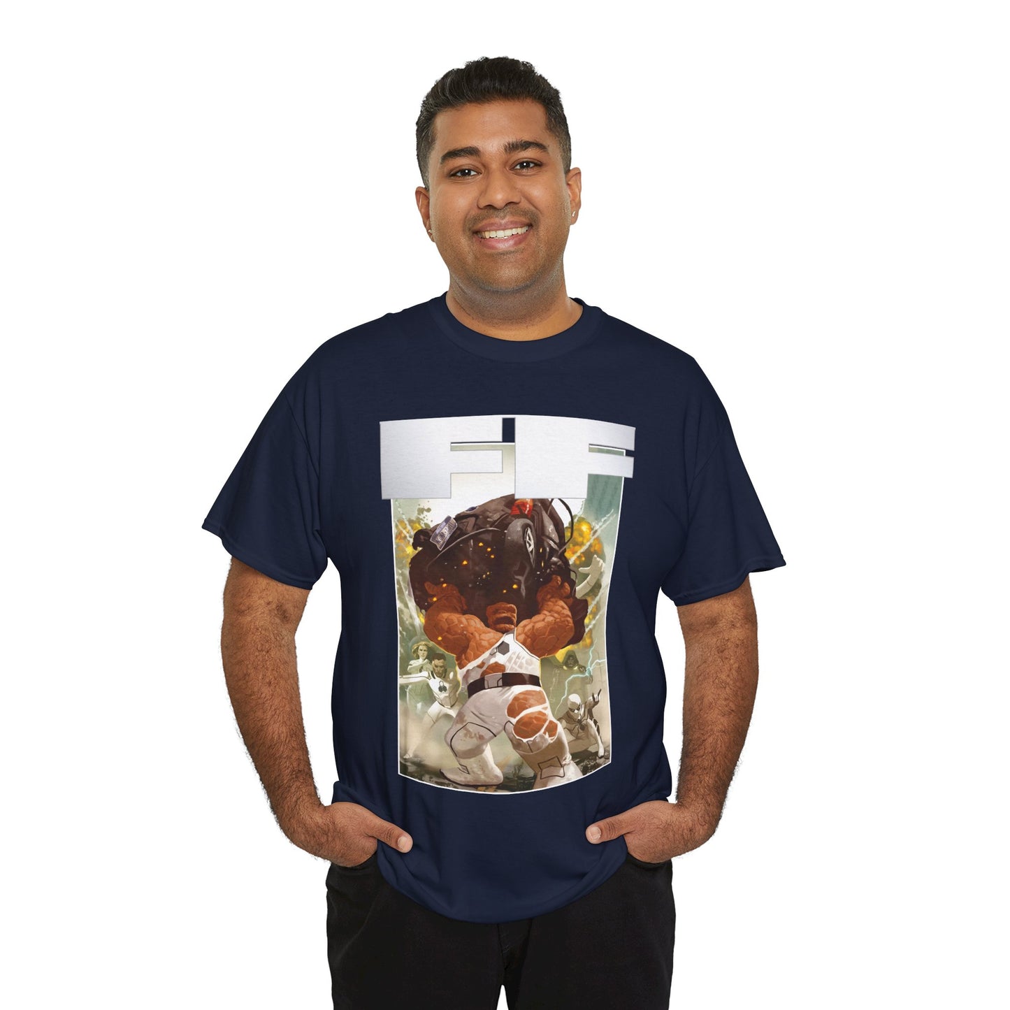 FF T-Shirt - Daniel Acuna Art - Fantastic Four - Mr. Fantastic, Invisible Woman, Thing, Spider-Man - Marvel Comics