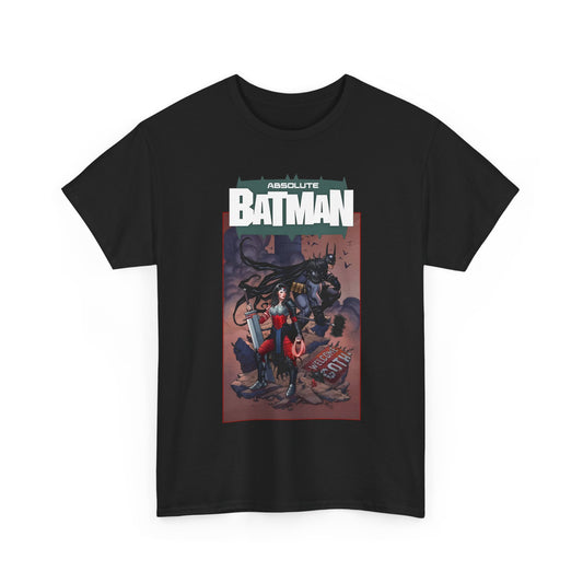 Black t-shirt with 'Absolute Batman' graphic design