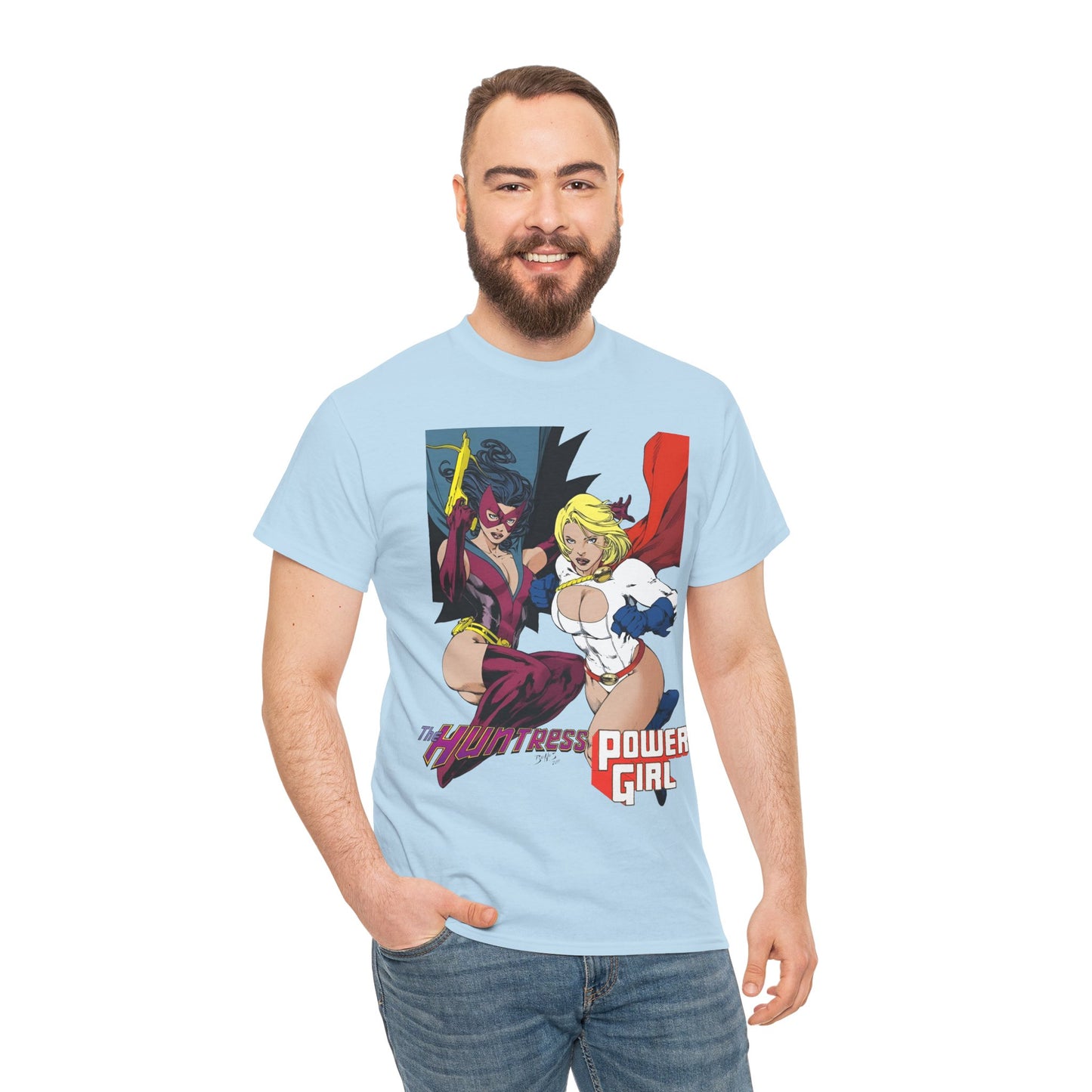 Huntress & Power Girl T-Shirt - Ed Benes Art - Justice Society, JSA, Earth 2 - DC Comics Bronze Age, Pre-Crisis Heroes