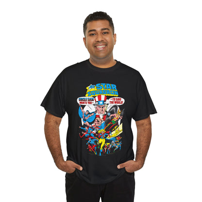 All-Star Squadron T-Shirt - Jerry Ordway Art - Uncle Sam, Hawkman, Superman, Liberty Belle, Black Condor, the Ray, Batman, Plastic Man - JSA Link - DC Comics