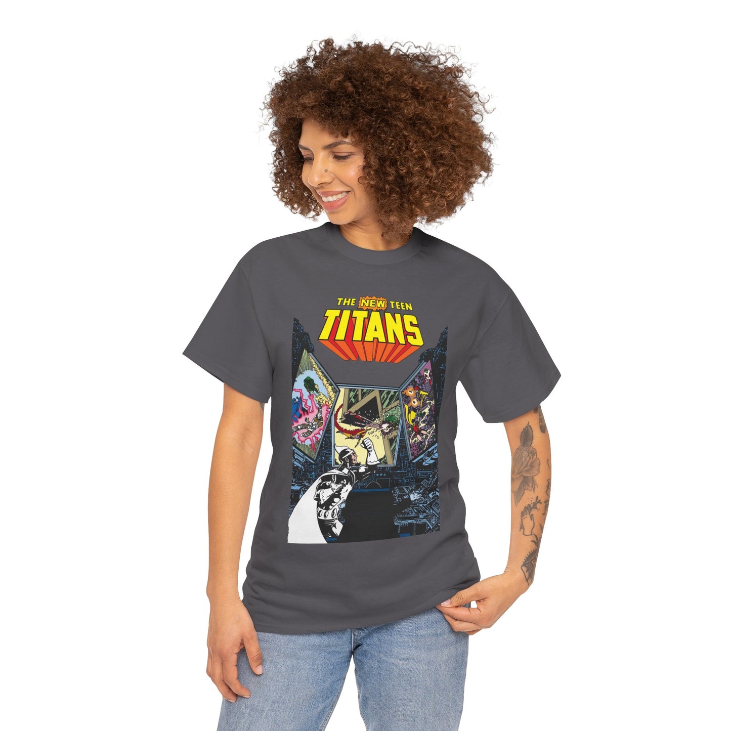 New Teen Titans T-Shirt - George Perez Art - Dr. Light, Titans Tower - DC Comics