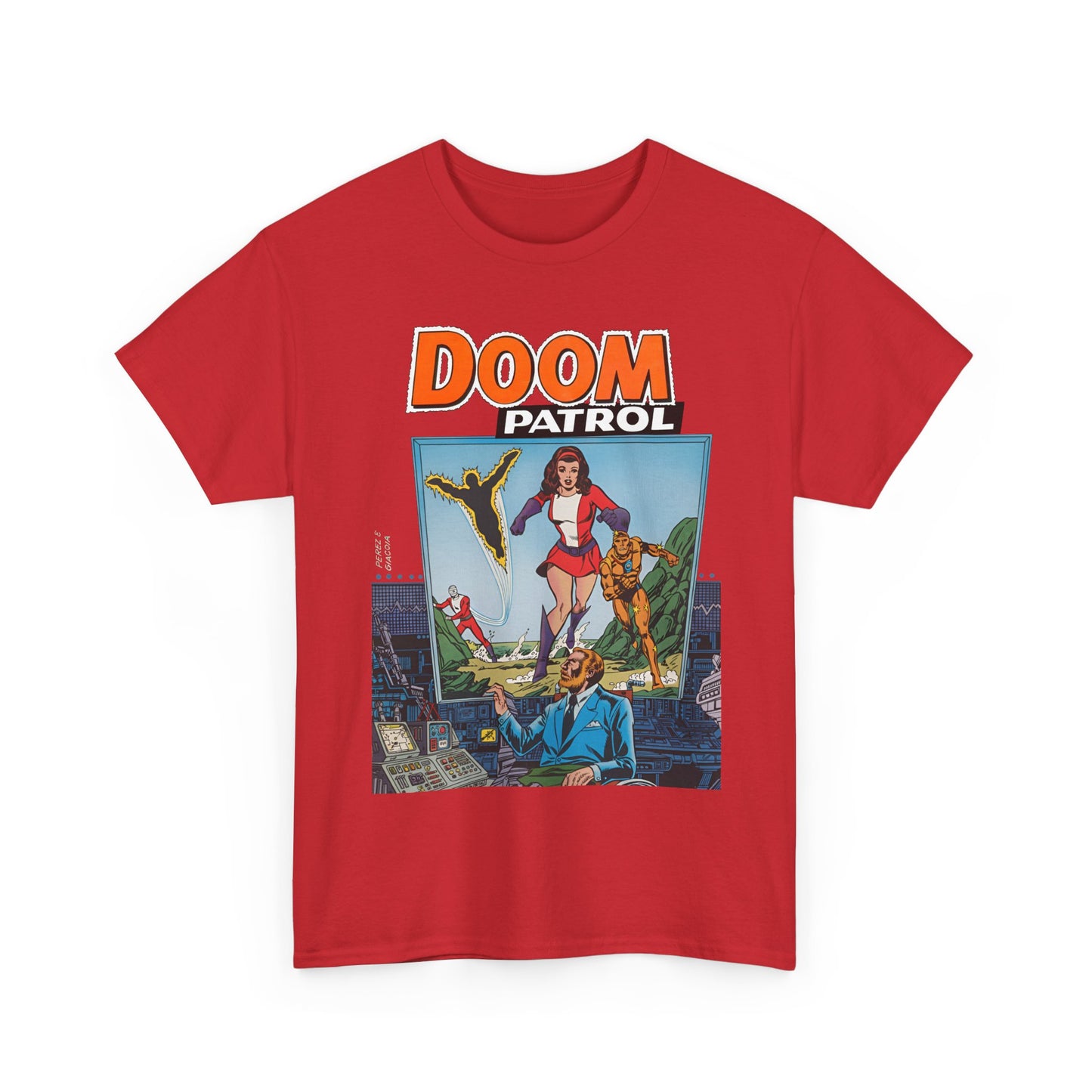 Doom Patrol T-Shirt - George Perez Art - Elasti-Girl, Robotman, Negative Man, The Chief - DC Comics Digest Cover Art