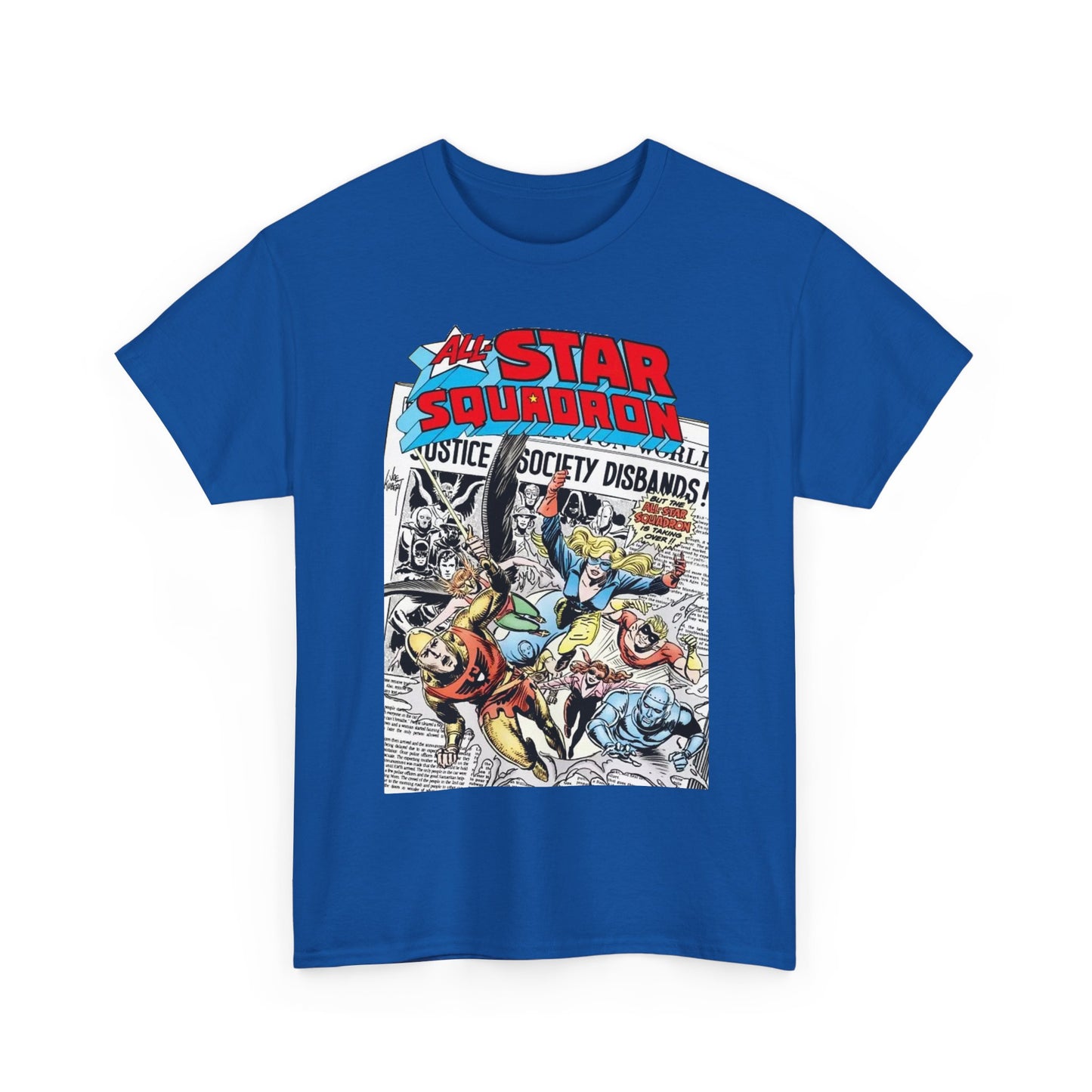 All-Star Squadron T-Shirt - Joe Kubert Art - Liberty Belle, Robotman, Shining Knight, Johnny Quick, Firebrand - JSA Connection - DC Comics