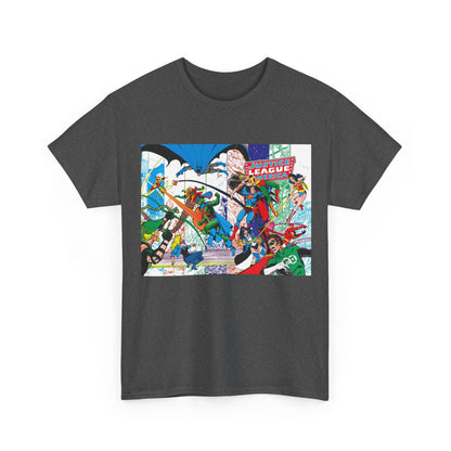 Justice League of America #200 T-Shirt - George Perez Art - Superman, Batman, Zatanna, Wonder Woman, Elongated Man, Martian Manhunter, Black Canary, Atom, Firestorm - DC Comics