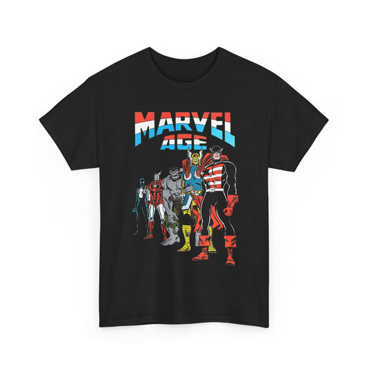 Marvel Age T-Shirt - Captain America, Thor, Incredible Hulk, Iron Man, Spider-Man - New Looks for the 80s
