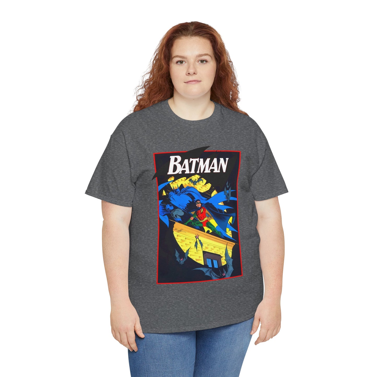 Batman & Robin T-Shirt - Norm Breyfogle Art - Surrounded by Bats in Gotham City - DC Comics