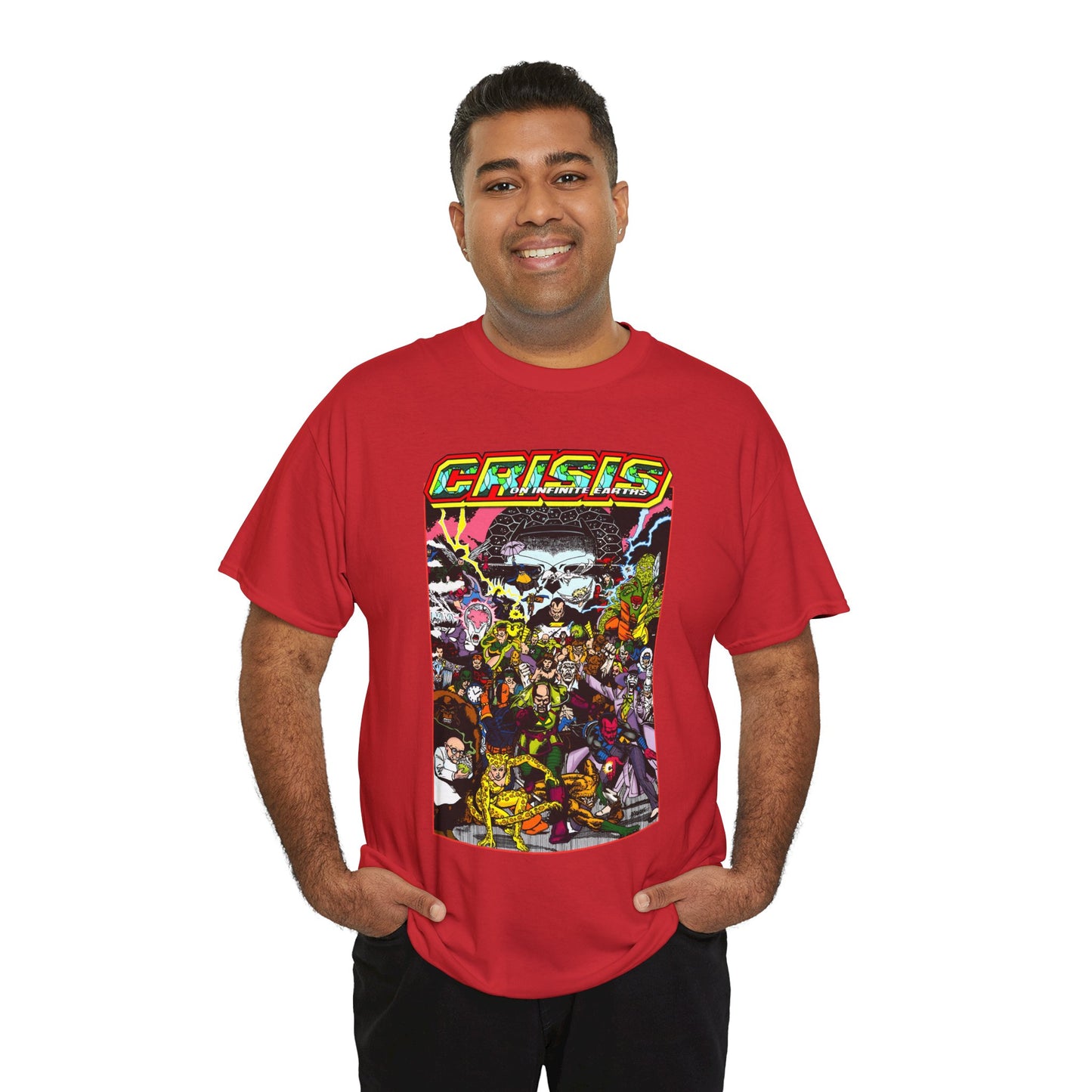 Crisis on Infinite Earths T-Shirt - DC Comics - George Perez Art - Joker, Lex Luthor, Cheetah, Solomon Grundy, Black Adam, Deathstroke, Validus - #9 Cover - DC Comics