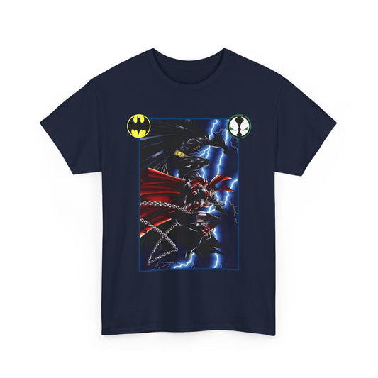 Batman & Spawn T-Shirt - Todd McFarlane Art - Gotham City, Frank Miller Story - DC Comics & Image Comics