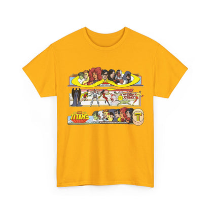 New Teen Titans T-Shirt - George Perez Art - 1980s Promotional Banners - Robin, Wonder Girl, Cyborg, Starfire - DC Comics