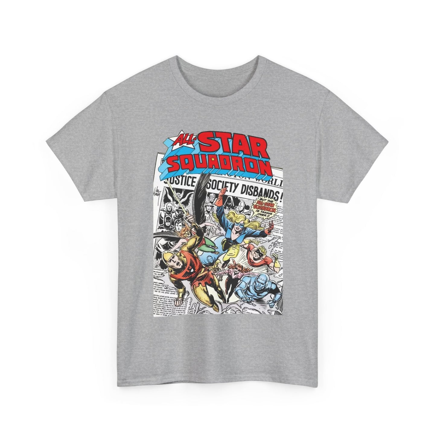 All-Star Squadron T-Shirt - Joe Kubert Art - Liberty Belle, Robotman, Shining Knight, Johnny Quick, Firebrand - JSA Connection - DC Comics