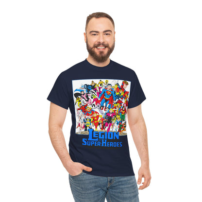 Legion of Super-Heroes T-Shirt - Greg Laroque Art - Who's Who in DC Comics - Superboy, Cosmic Boy, Dream Girl, Dawnstar, Supergirl, Sun Boy, Wildfire, Element Lad, Invisible Kid, Saturn Girl, Lightning Lad - DC Comics