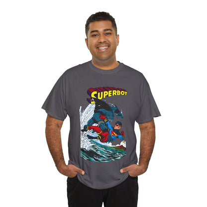 King Shark Vs Superboy T-Shirt - Tom Grummett Art - Connor Kent, Kon-L - Superman Family - DC Comics
