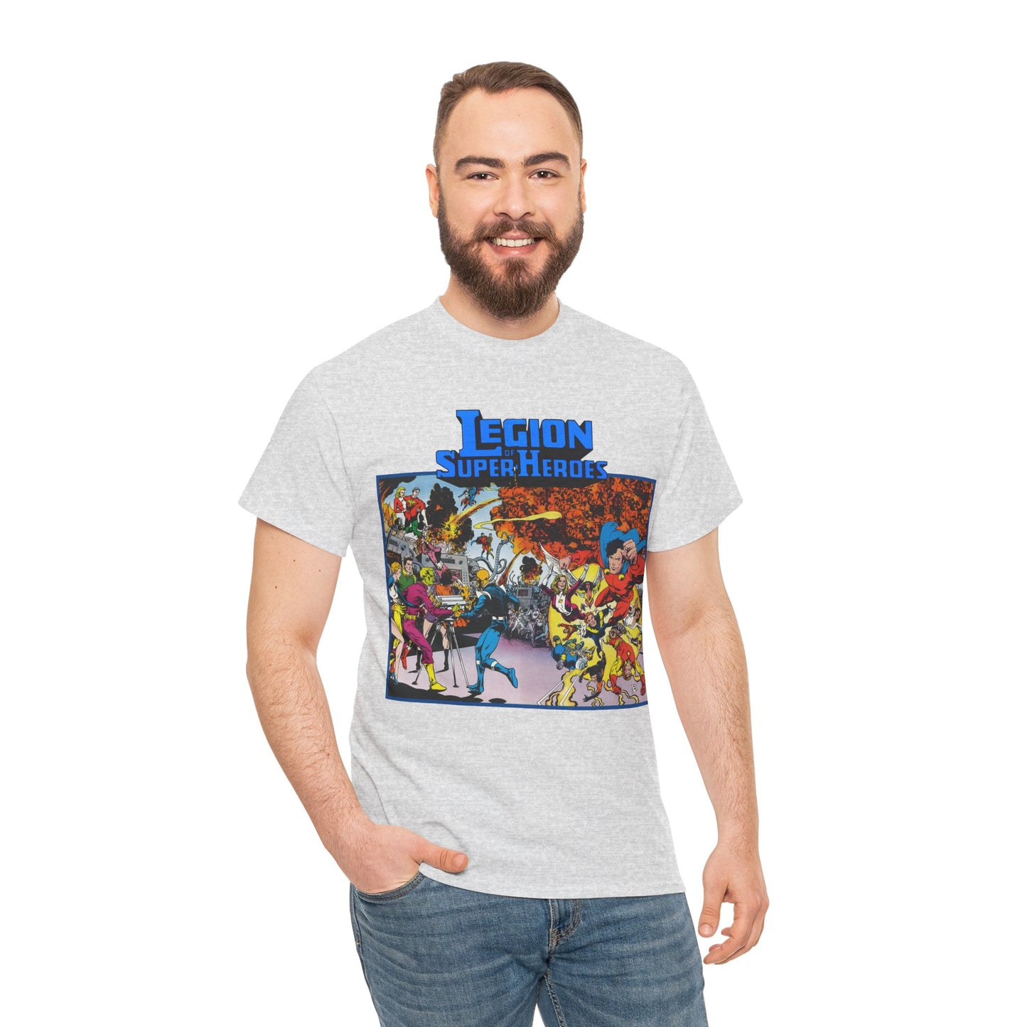 Legion of Super-Heroes T-Shirt - Steve Lightle Art - Mon-El, Saturn Girl, Brainiac 5, Sun Boy, Lightning Lad, Dawnstar, Timber Wolf - LOSH - DC Comics