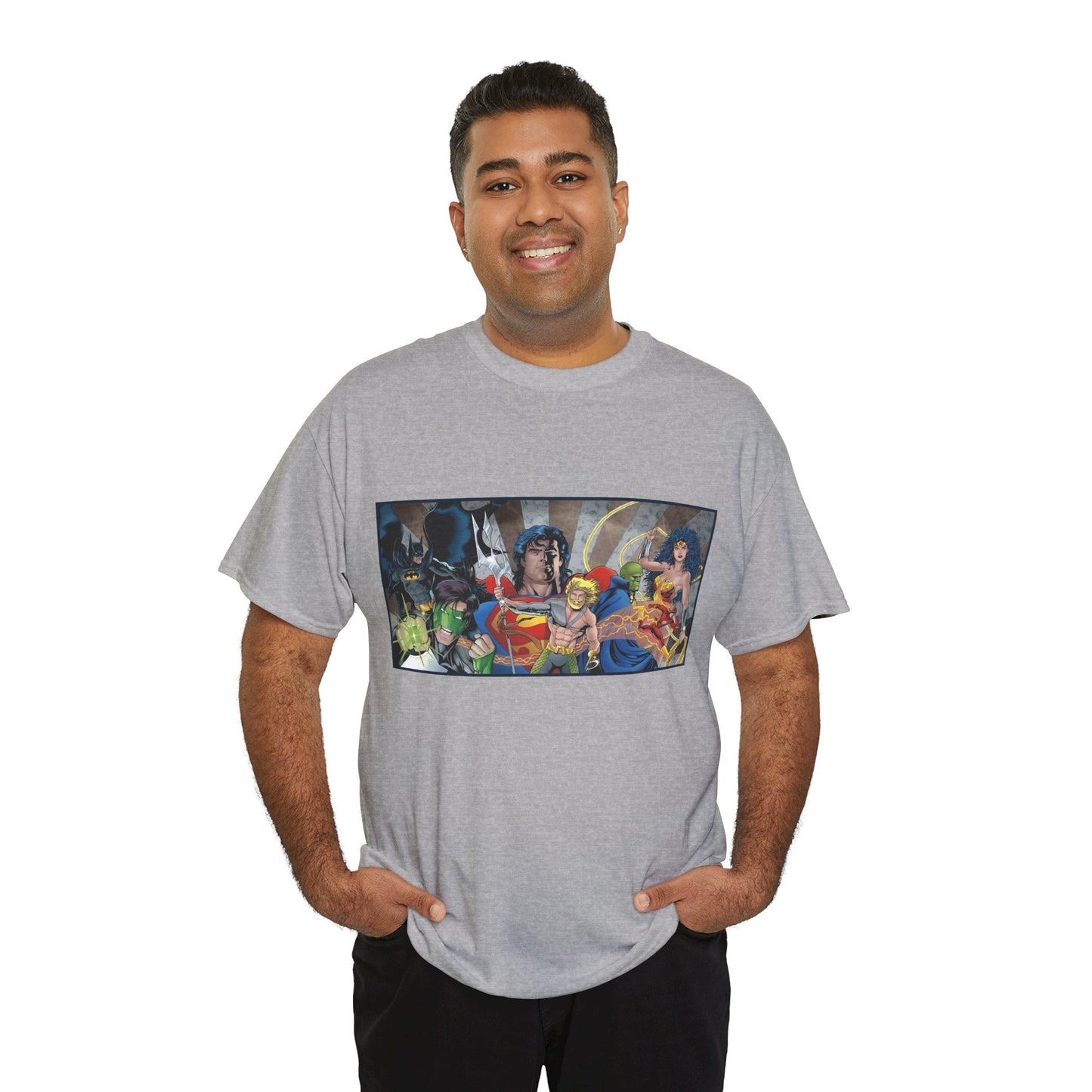 Justice League T-Shirt - Kevin Maguire Art - Superman, Wonder Woman, Flash, Aquaman, Green Lantern - DC Comics