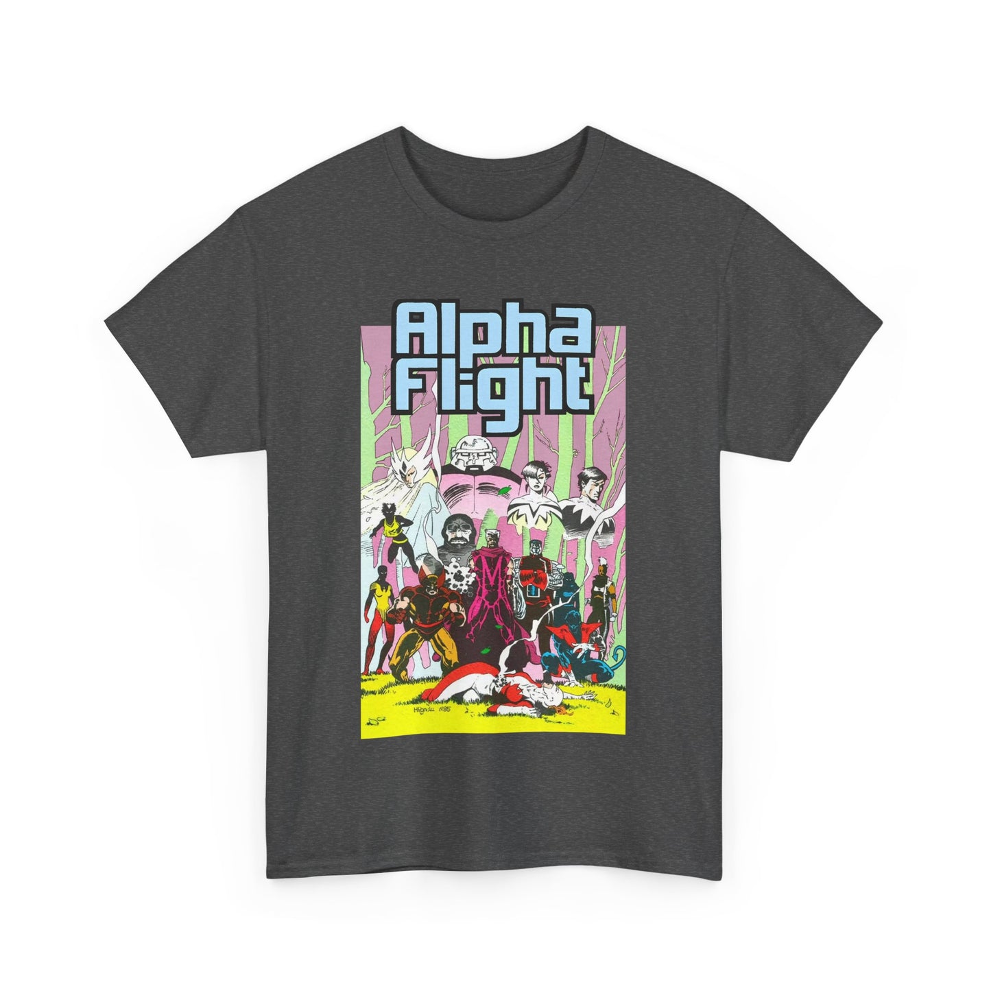 Alpha Flight T-Shirt - Mike Mignola Art - Northstar, Aurora, Snowbird, Shaman, Puck - X-Men: Magneto, Colossus, Shadowcat, Storm - Marvel Comics