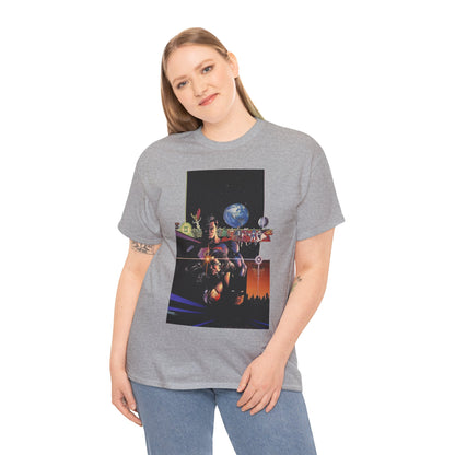 Crisis on Infinite Earths T-Shirt - George Perez Art - Superman, Batman, Wonder Woman, Captain Marvel, Blue Beetle, Kid Flash - Retro 1980s - DC Comics