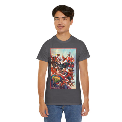 DC/Marvel T-Shirt - The Cosmic Kiss Caper & Other Stories Cover Art - Superman, Deadpool, Spider-Man, Harley Quinn, Batman Beyond, Static, Dr. Strange - DC Comics/Marvel