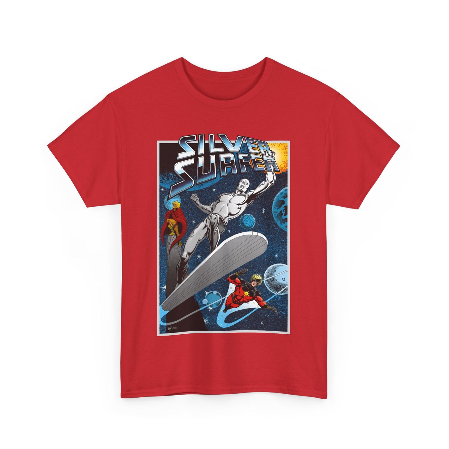 Silver Surfer T-Shirt - With Adam Warlock & Captain Marvel - Norrin Radd - Former Herald of Galactus - Fantastic Four Ally - Marvel Comics