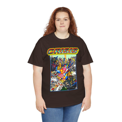 Crisis on Infinite Earths T-Shirt - George Perez Art - Superman, Firestorm, Captain Atom, Wonder Woman, Martian Manhunter Vs The Anti-Monitor - #12 Cover - DC Comics