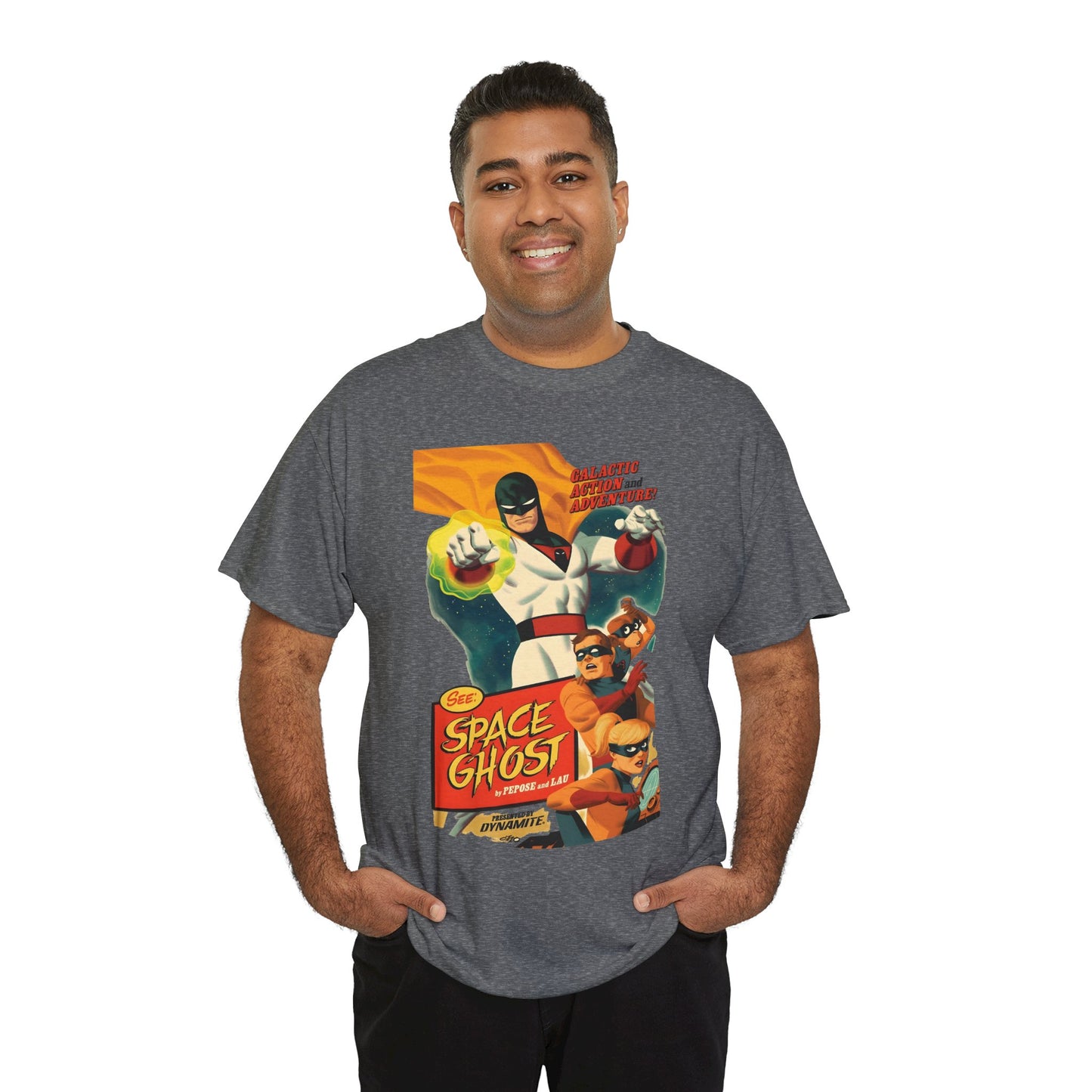 Space Ghost T-Shirt - Frank Cho Art - Jan, Jace & Blip - Movie Poster Style Artwork - Alex Toth Creation - Hanna-Barbera Cartoon