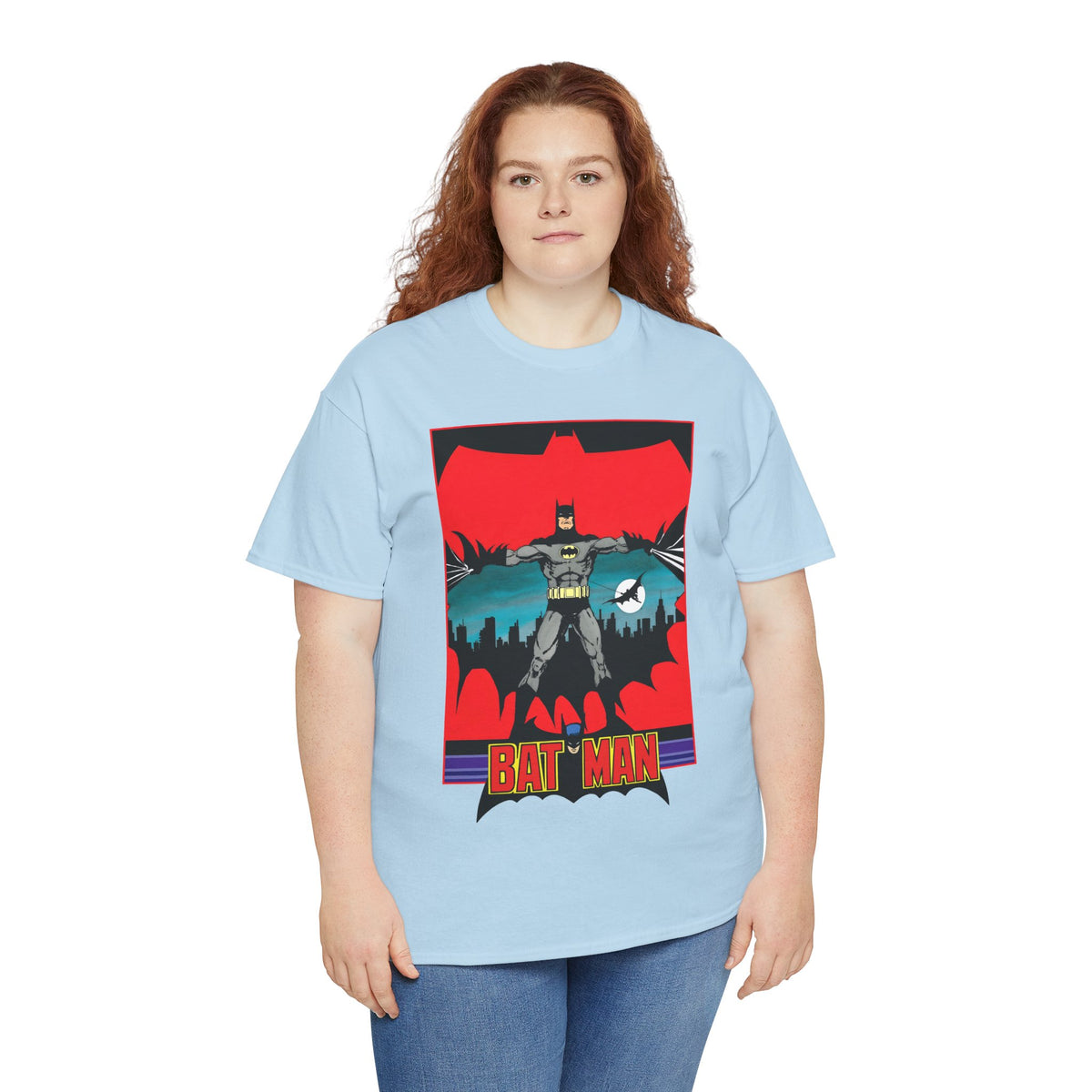 Batman T-Shirt - George Perez Art - 1980s JLA Postcard Art - DC Comics