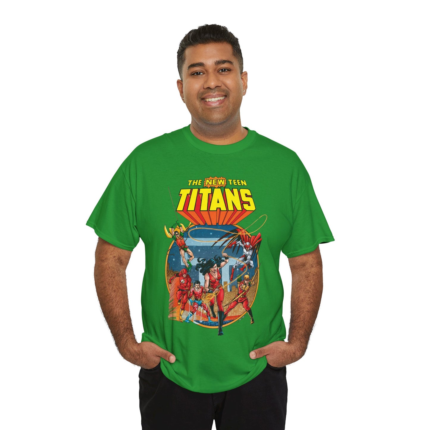 New Teen Titans T-Shirt - George Perez Art - Wonder Girl, Flash, Robin, Speedy, Aqualad, Hawk - DC Comics