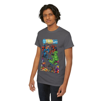 DC Comics Vs Marvel Comics T-Shirt - George Perez Art - Superman, Hulk, Batman, Spider-man, X-Men, New Teen Titans