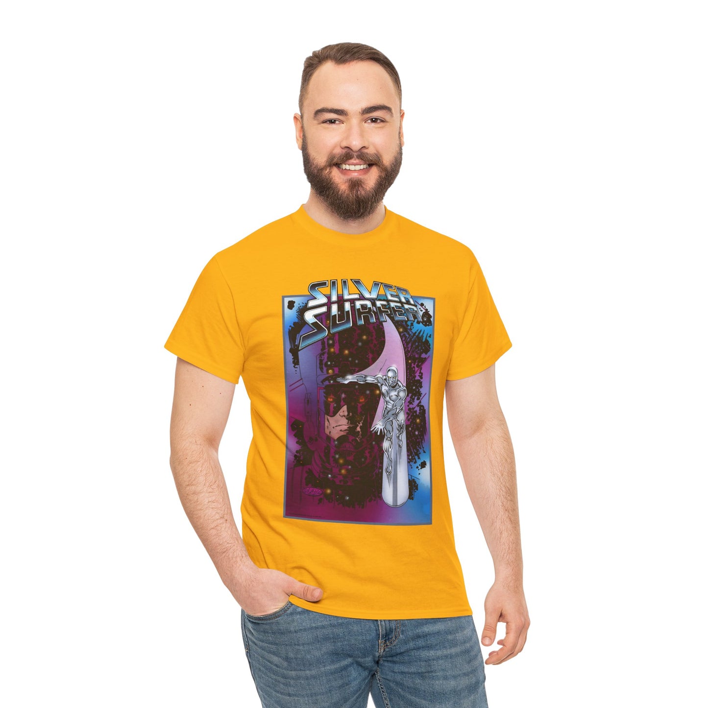 Silver Surfer & Galactus T-Shirt - John Byrne Art - Fantastic Four Connection - Former Herald, Norrin Radd - Marvel Comics