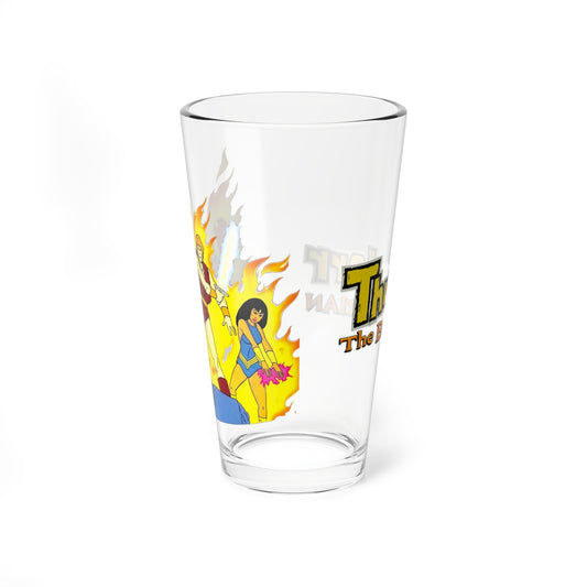 Thundarr the Barbarian Pint Glass, 16oz - Princess Ariel, Ookla the Mok - Classic Ruby-Spears Saturday Morning Cartoon - 1980s Animation