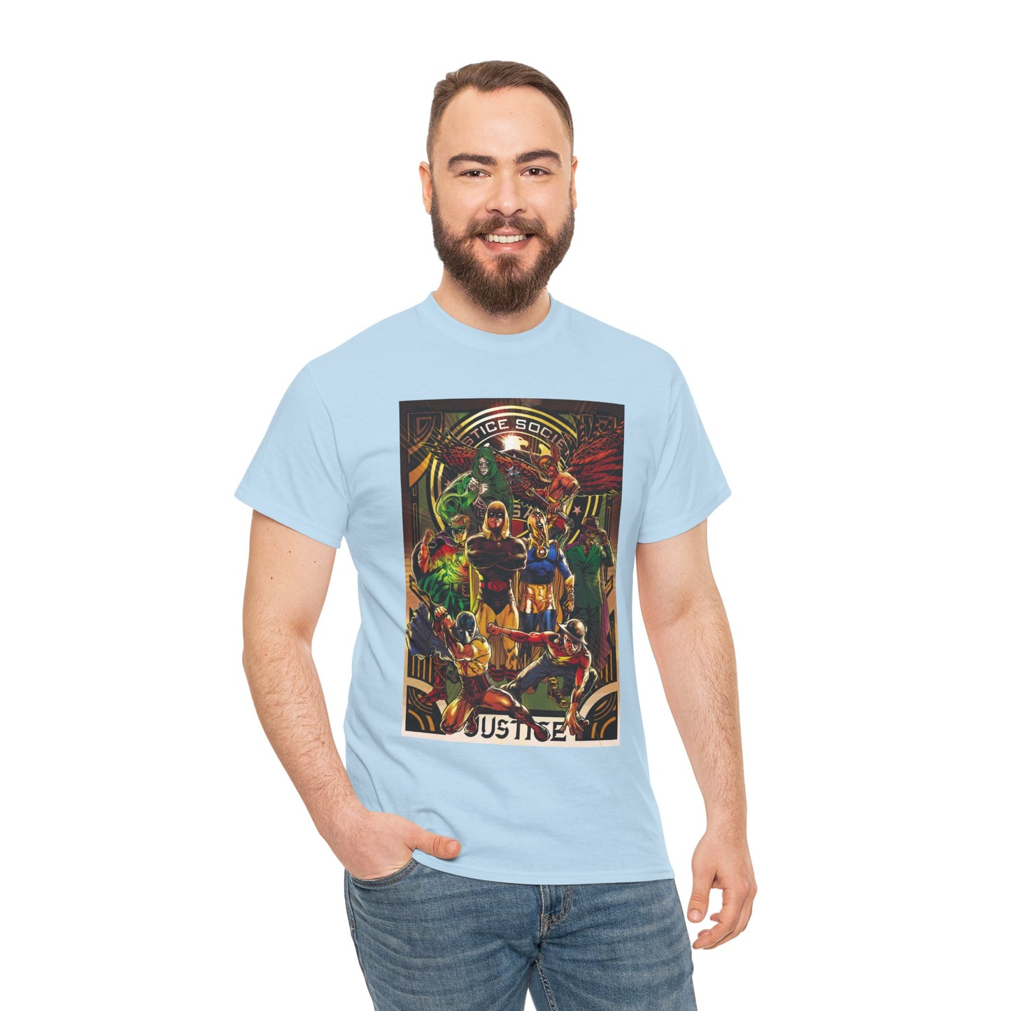 Justice Society T-Shirt - Tony Harris Art - Hawkman, Hourman, Dr Fate, Spectre, Sandman, Green Lantern, Atom, Flash - JSA - DC Comics