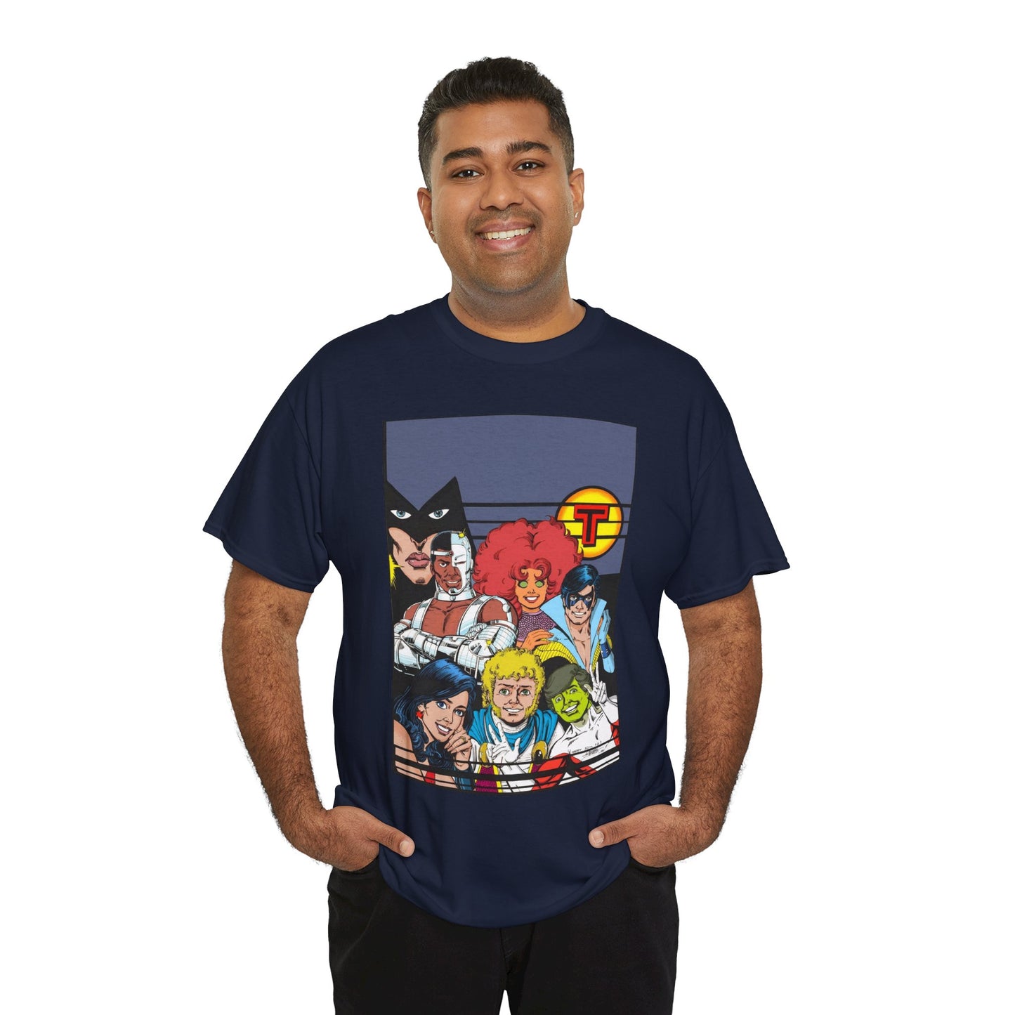 New Teen Titans T-Shirt - George Perez Painted Art - Nightwing, Wonder Girl, Raven, Jericho, Cyborg, Starfire, Changeling - DC Comics