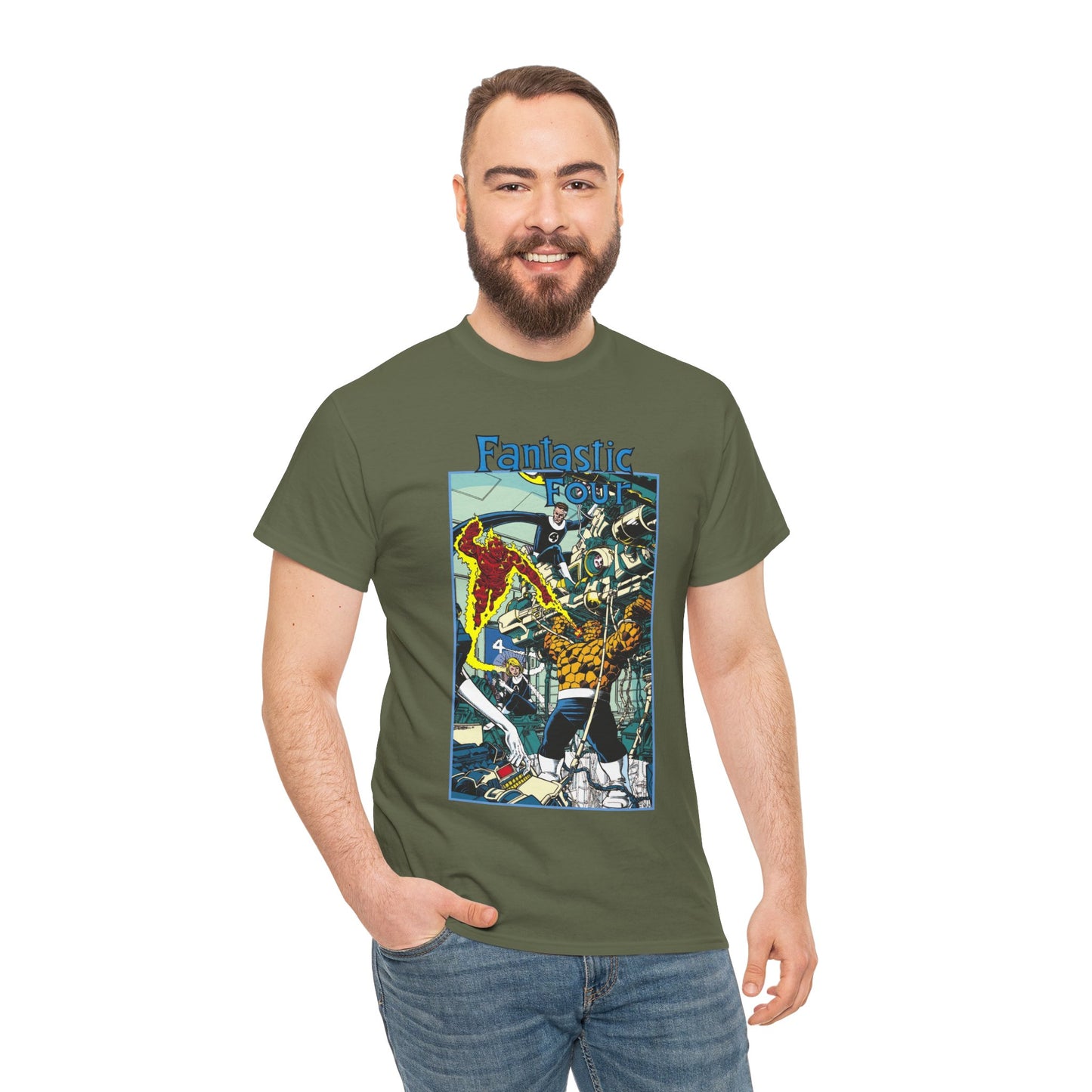 Fantastic Four T-Shirt - George Perez Art - Reed Richards, Invisible Woman, Human Torch, The Thing - Marvel Comics