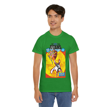 New Teen Titans T-Shirt - George Perez Art - #3 Cover Art - Dr. Light & the Fearsome Five Vs Starfire & the Teen Titans - DC Comics