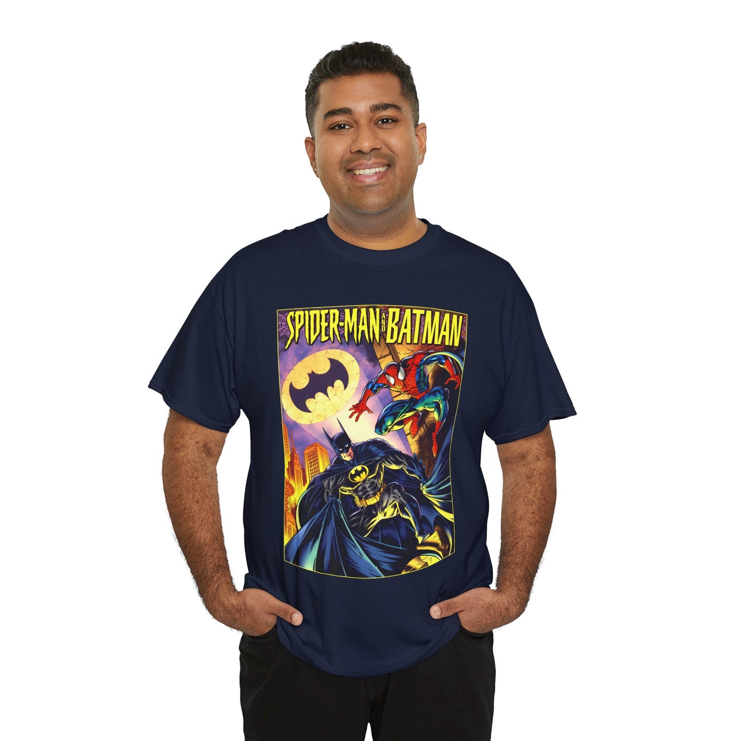 Batman/Spider-Man Shirt - Mark Bagley Art - DC Comics/Marvel Comics Cross-Over From the 1990s
