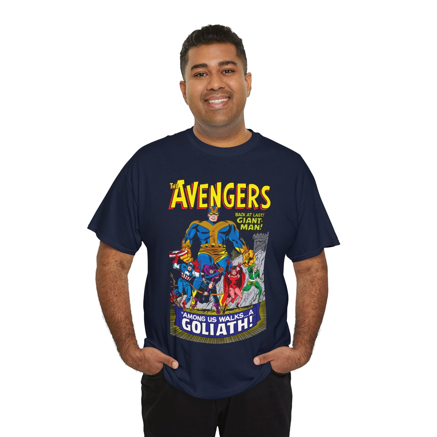 Avengers T-Shirt - Silver Age Art - Early Giant-Man Appearance - Captain America, Hawkeye, Scarlet Witch, Quicksilver - Marvel Comics