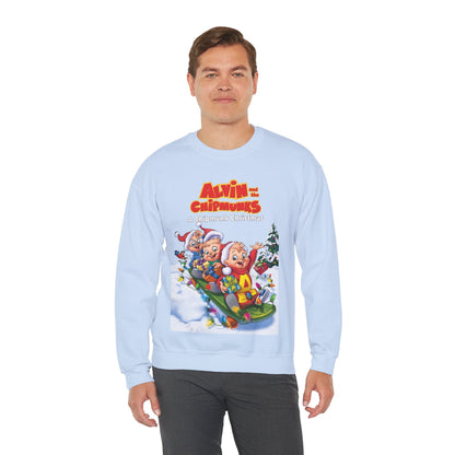 Alvin & the Chipmunks Christmas Special Heavy Blend Crewneck Sweatshirt - Alvin, Simon, Theodore Festive Holiday Cartoon