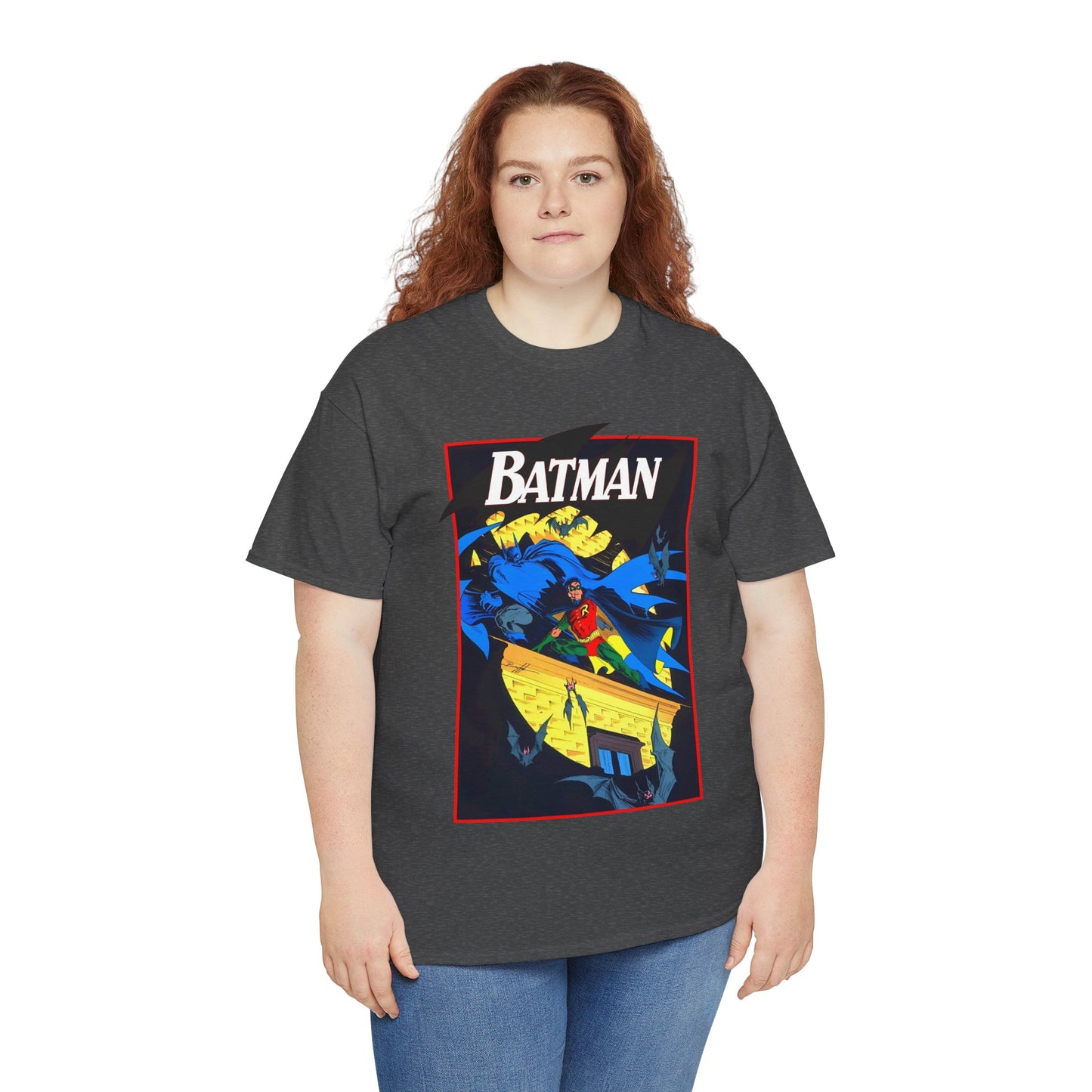 Batman & Robin T-Shirt - Norm Breyfogle Art - Surrounded by Bats in Gotham City - DC Comics