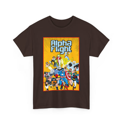 Alpha Flight T-Shirt - Mike Mignola Art - Northstar, Aurora, Snowbird, Shaman, Puck - Avengers: Captain America, Captain Marvel, Hercules, Black Knight - Marvel Comics