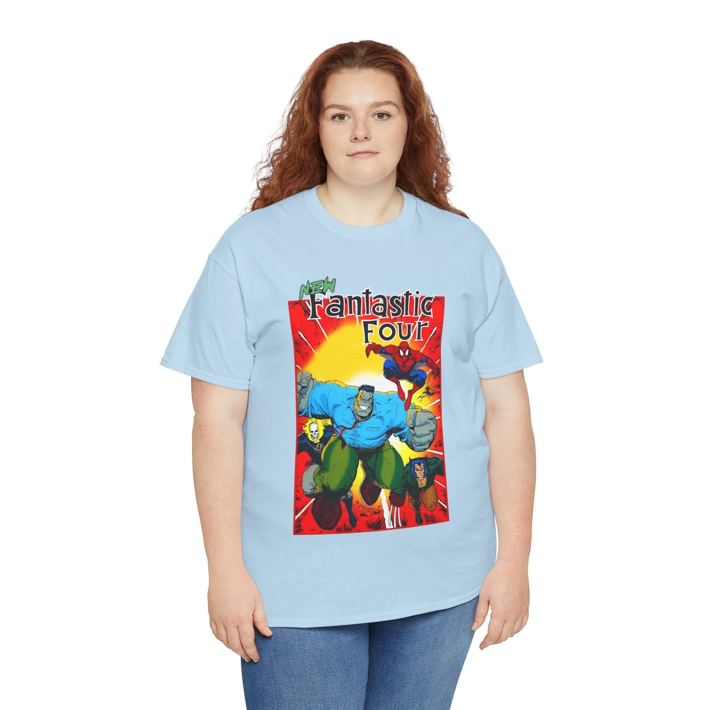 New Fantastic Four T-Shirt - Arthur Adams Art - Wolverine, Ghost Rider, Spider-Man, Hulk - Marvel Comics