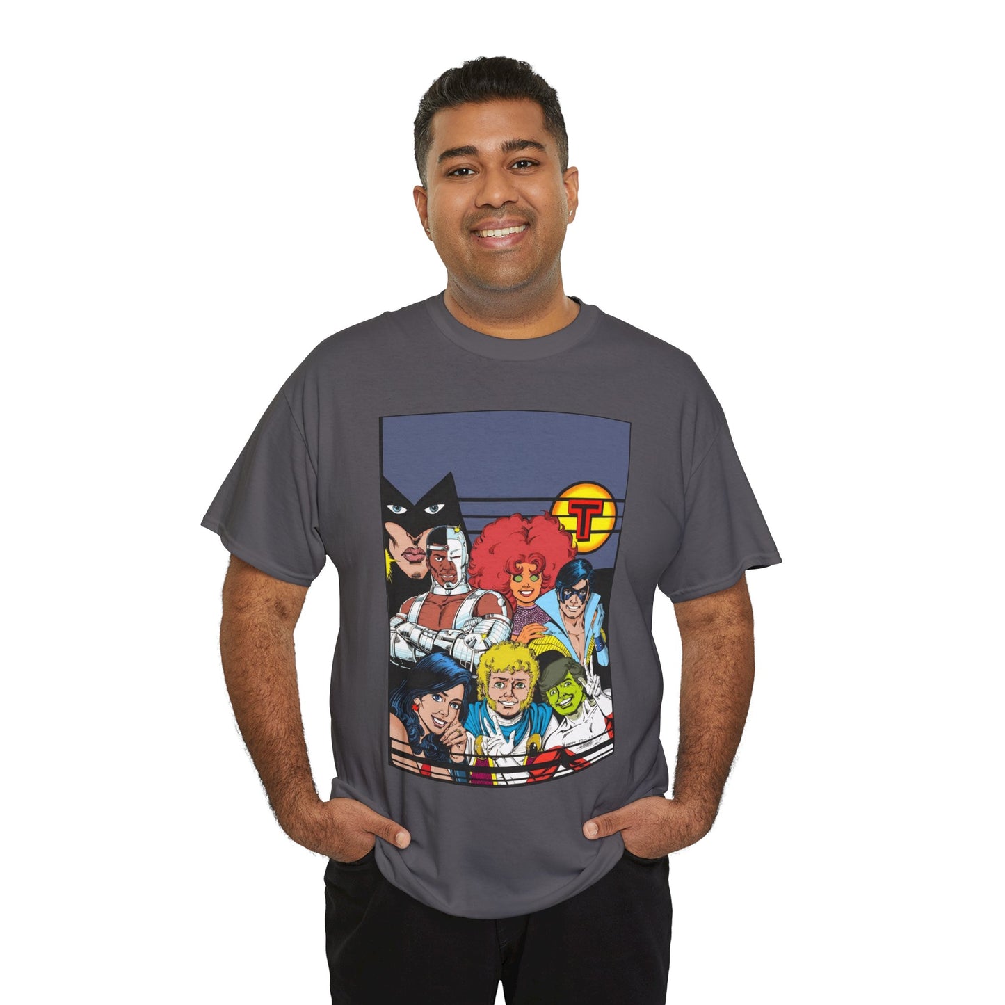 New Teen Titans T-Shirt - George Perez Painted Art - Nightwing, Wonder Girl, Raven, Jericho, Cyborg, Starfire, Changeling - DC Comics